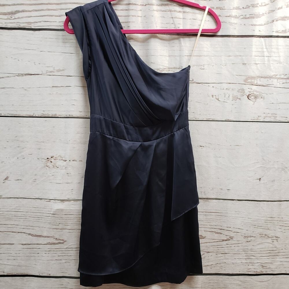 BCBGeneration 2 Blue Dress One Shoulder Layered Coctail Party Wedding Event
